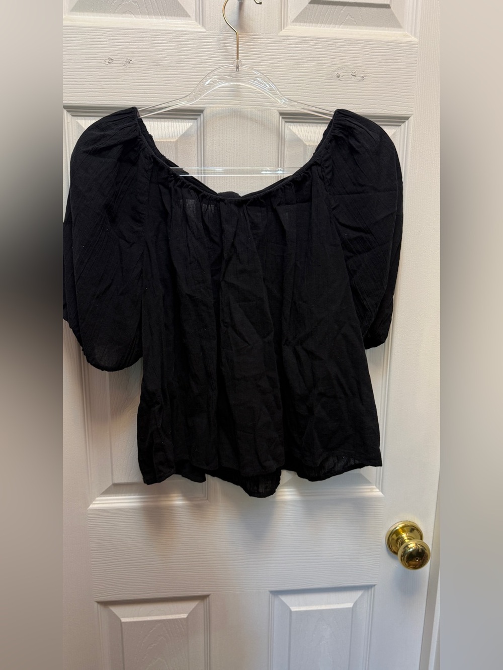 Old Navy Black Puff Sleeve Off-Shoulder Top
